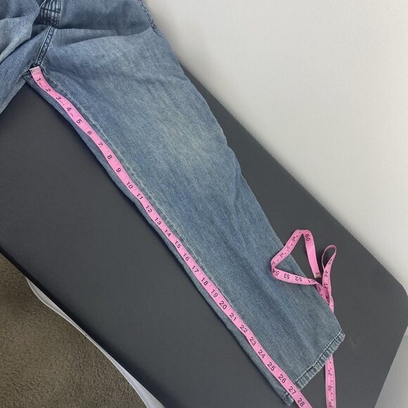 Free People Womens Denim Jumpsuit Size 27 Boiler Suit Blue Long Sleeve Cotton - Picture 11 of 12